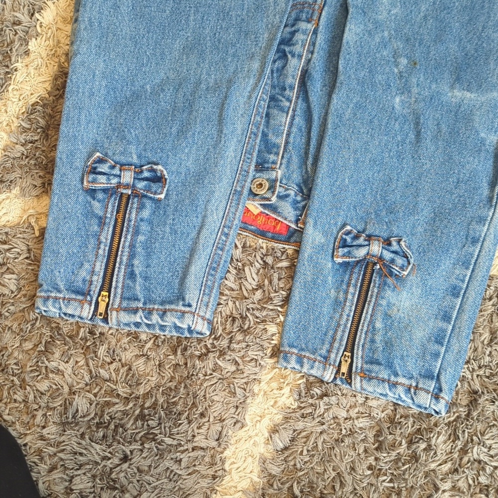 Bonjour Vintage Denim High Rise Jeans With Zipper Bow Design Rear Hem Size 26" - Picture 11 of 13